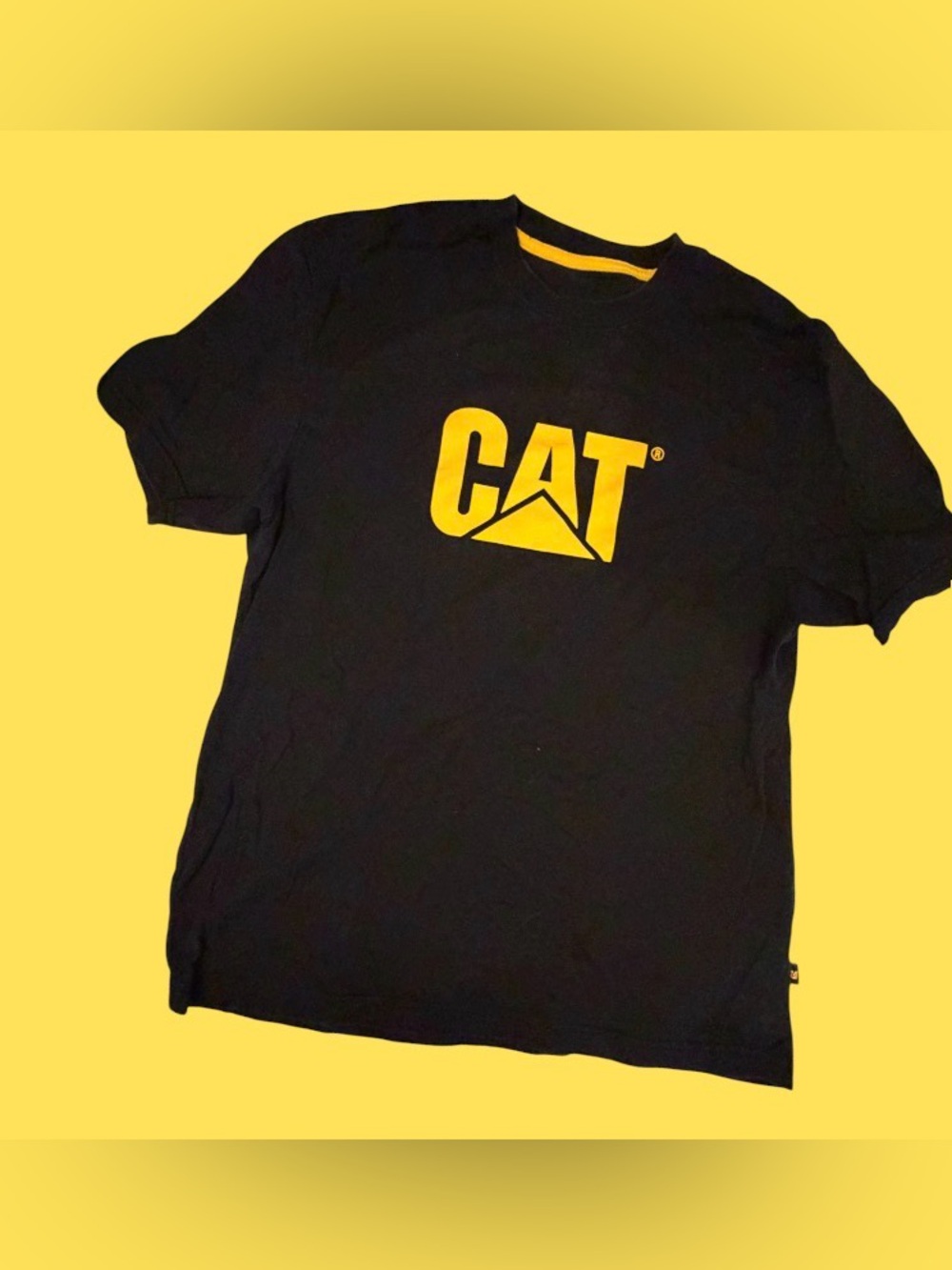 Caterpillar Black T-Shirt with Yellow CAT Logo